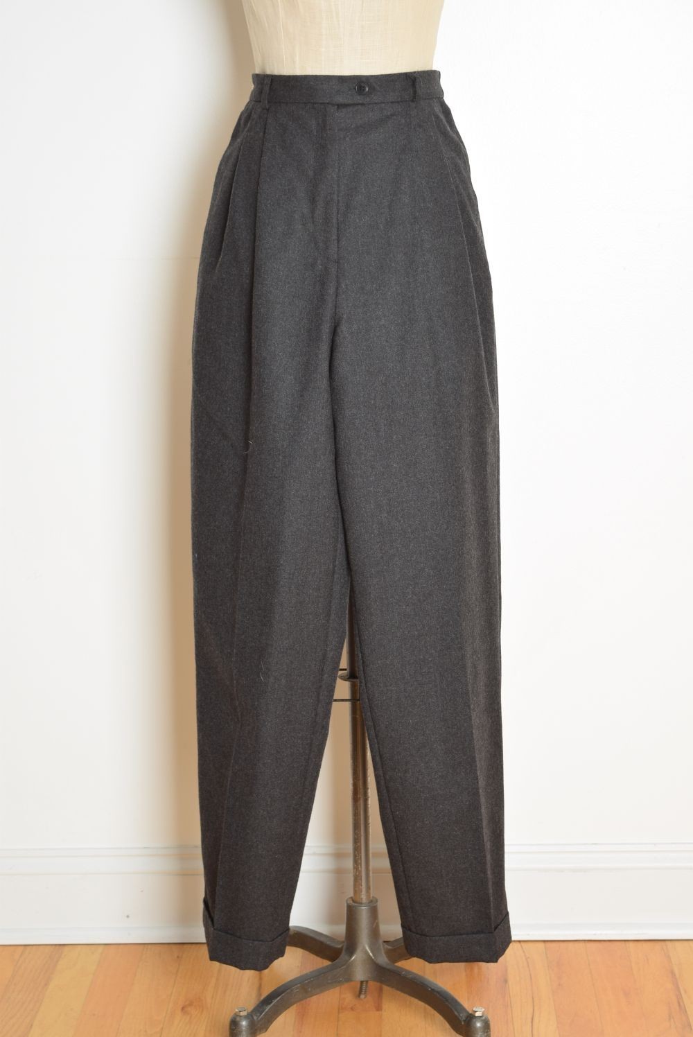 vintage 90s Talbots pants gray wool high waist rise tapered leg trousers M 8