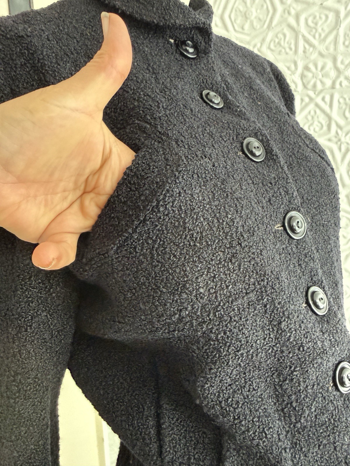 Vintage 1940s women’s black wool boucle jacket-Tailored gothic vamp Antique Fall