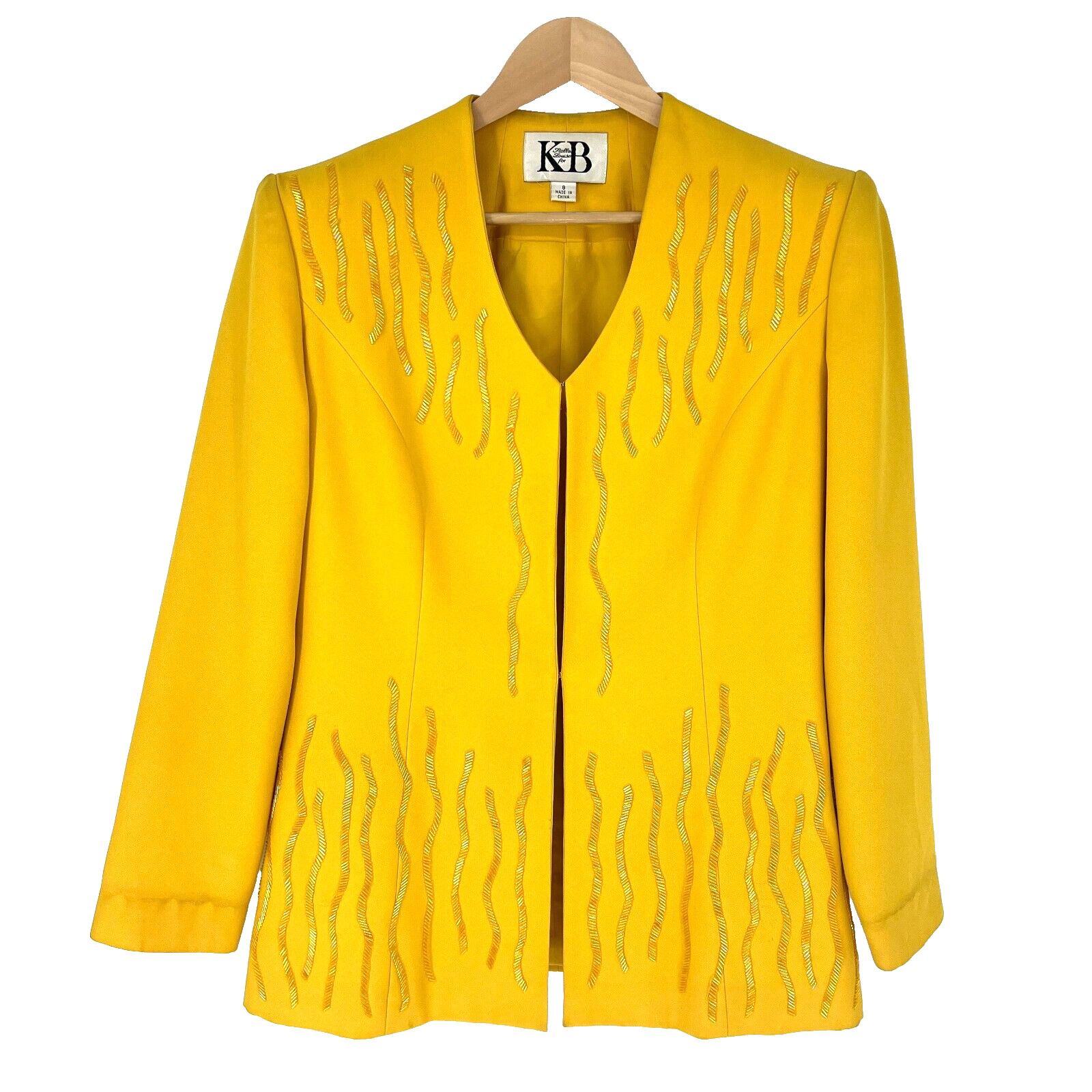 Stella Louise for KB Vintage 80s Beaded Blazer Jacket Womens Size 8 Yellow