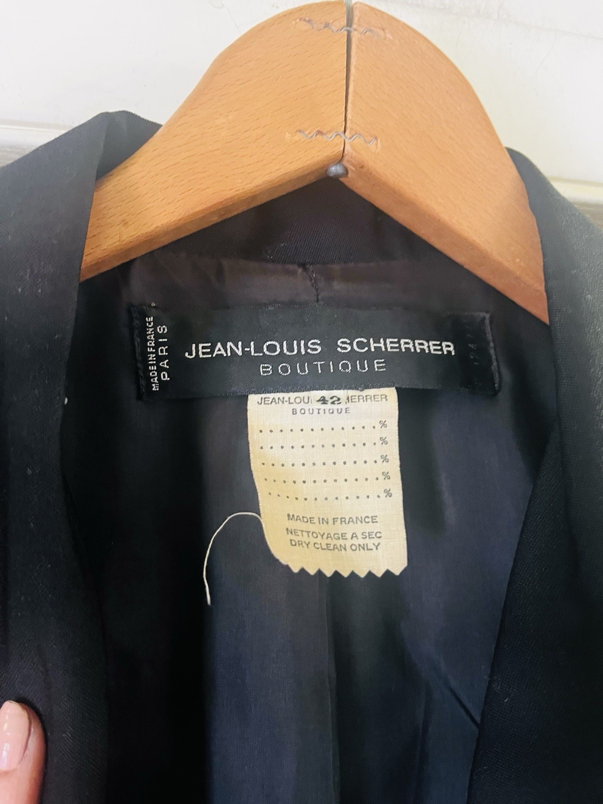 VTG Jean-Louis Scherrer Made In France Gold Button Minimalist Classic Blazer 42