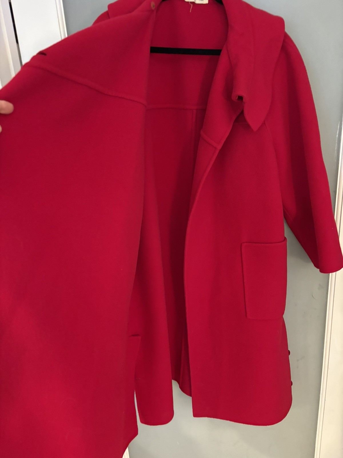 Bernard Perris Paris Vintage 100% Red Wool Pea Coat XL