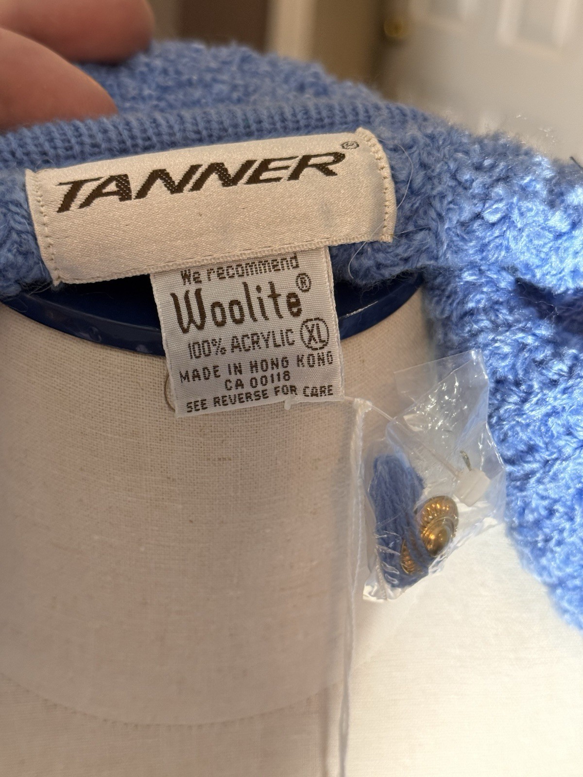 Tanner XL Acrylic Light Blue Sweater (vintage New Old Stock, 90s)