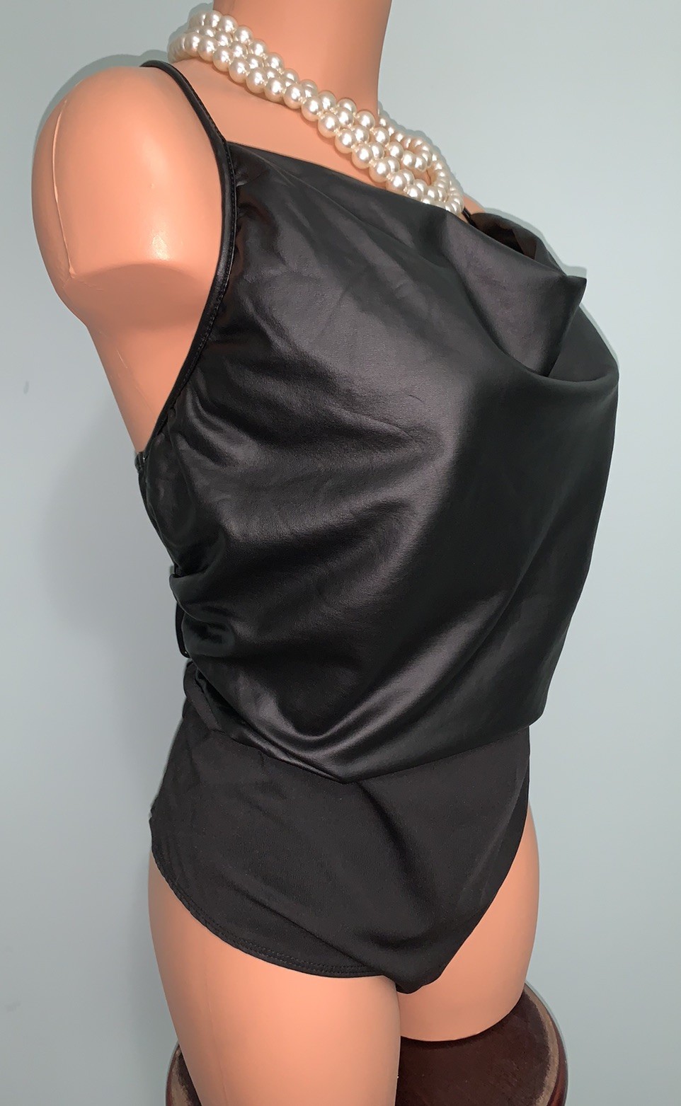 NEW Shiny PU Leather Look Bodysuit Teddy 3X Criss Cross straps Plus Sz