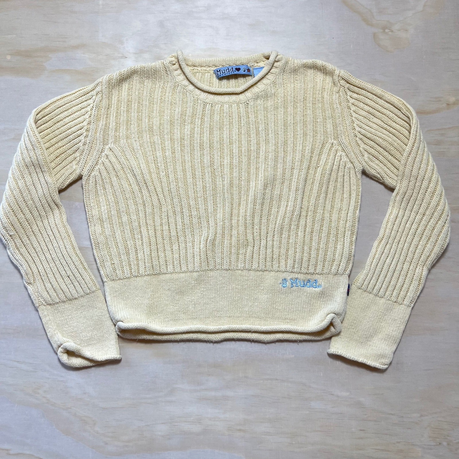 Vintage Mudd Ribbed Knit Sweater Womens Large Yellow Ramie Cotton Y2K Pullover