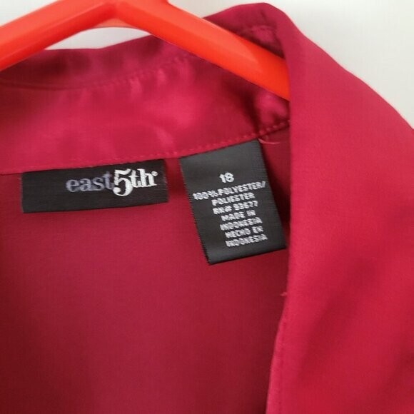 East 5th Blouse Red silky Retro pleats sz 18 Y2K Vtg romantic corporate 90s EUC
