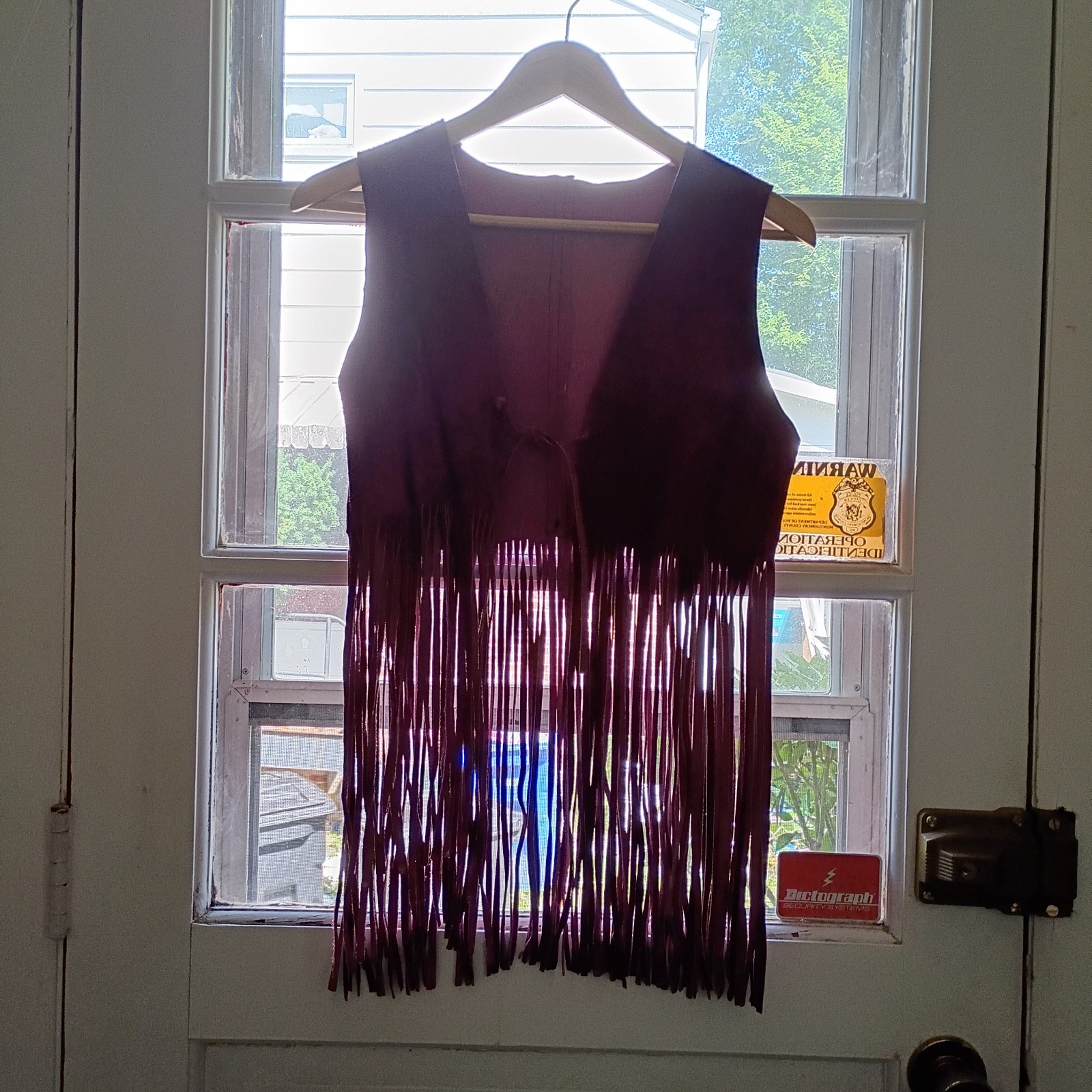 Vintage 70s Plum Wine Leather Suede Fringe Vest Western Cowgirl Boho XS