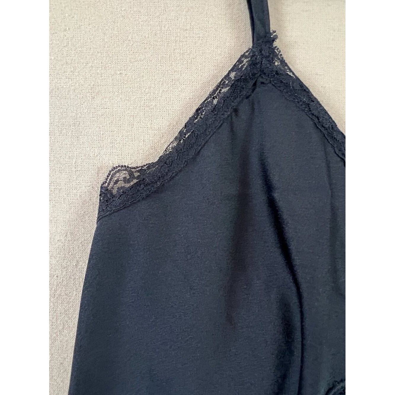 AND NOW THIS Black Satin Lace Bow Camisole Crop Top Coquette M Balletcore NWT