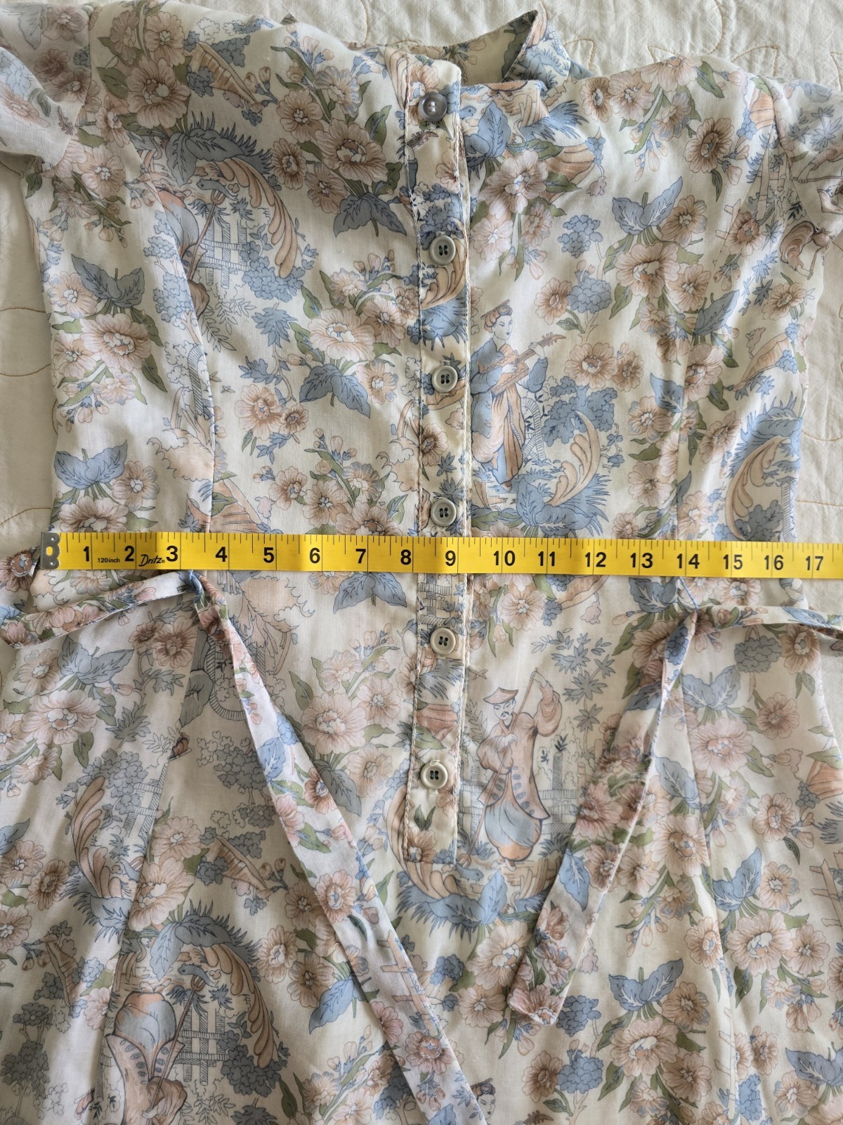Vintage 60s 70s Novelty Print Shirt waist Dress Womens Medium Etheral Romantic