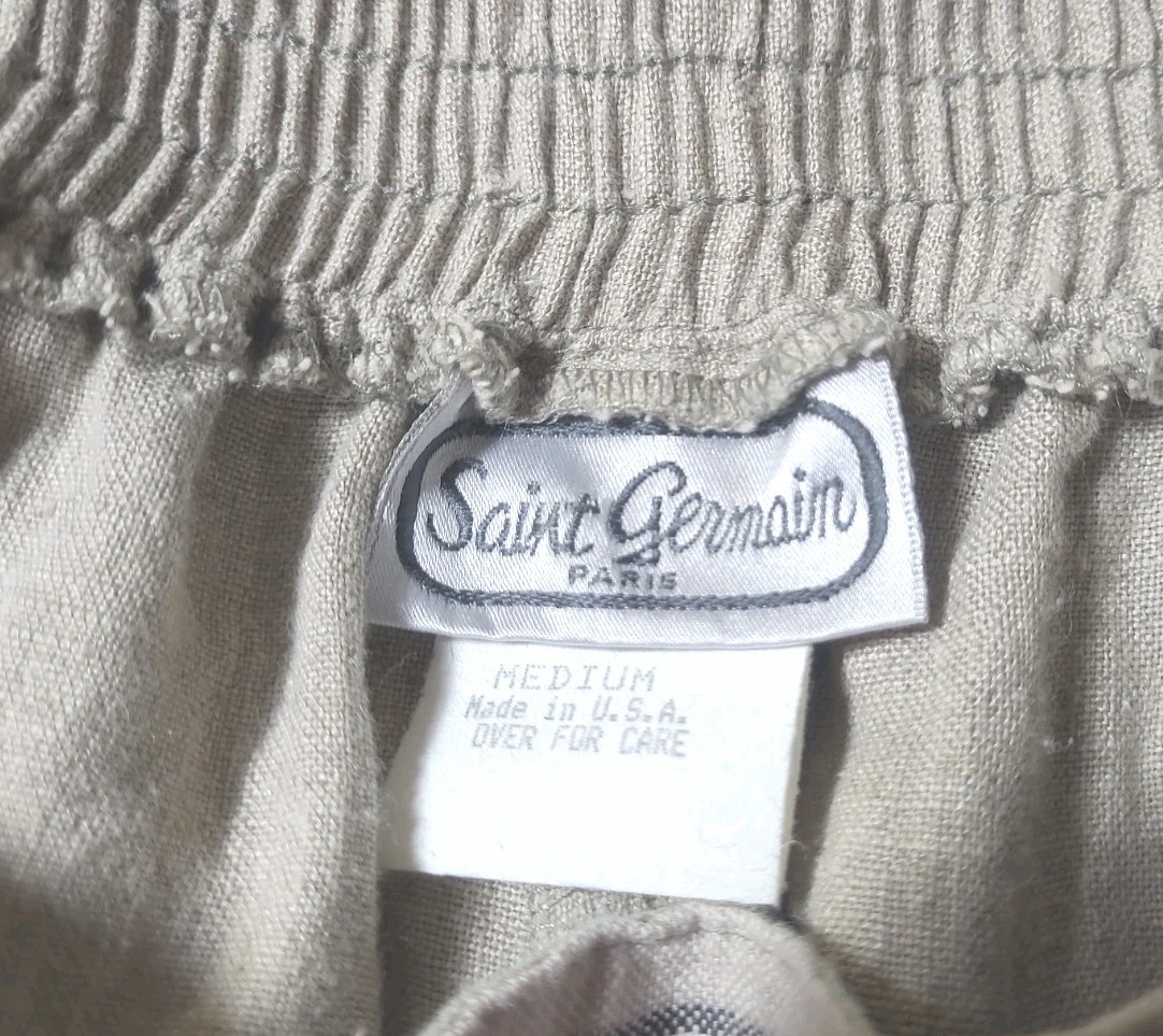 Vintage 80s Saint Germain Paris 100% Linen Waist Panel Dress Pants New Wave M