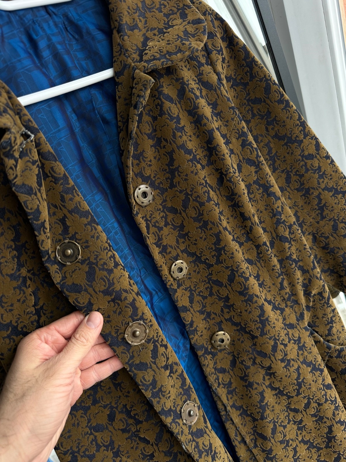 Vintage 1980s Baroque Jacquard Antique Woman Coat Sz M