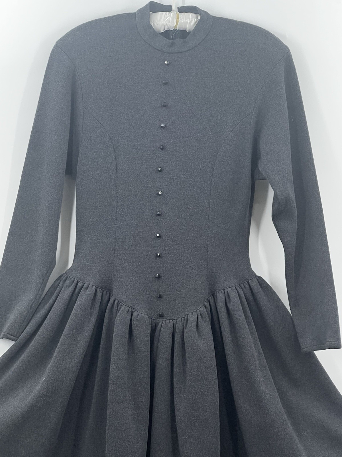 VTG 70’s Geoffrey Beene Gallant Old Money Sz 4 XS Gray Dress Lace Party