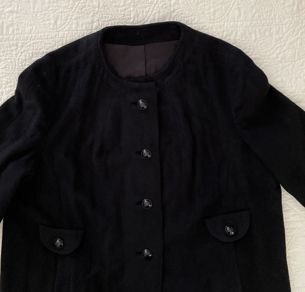 Vtg. J.J. O’Donnell 100% Cashmere Opera 1950s Black Coat Silk Line Sz XL Custom