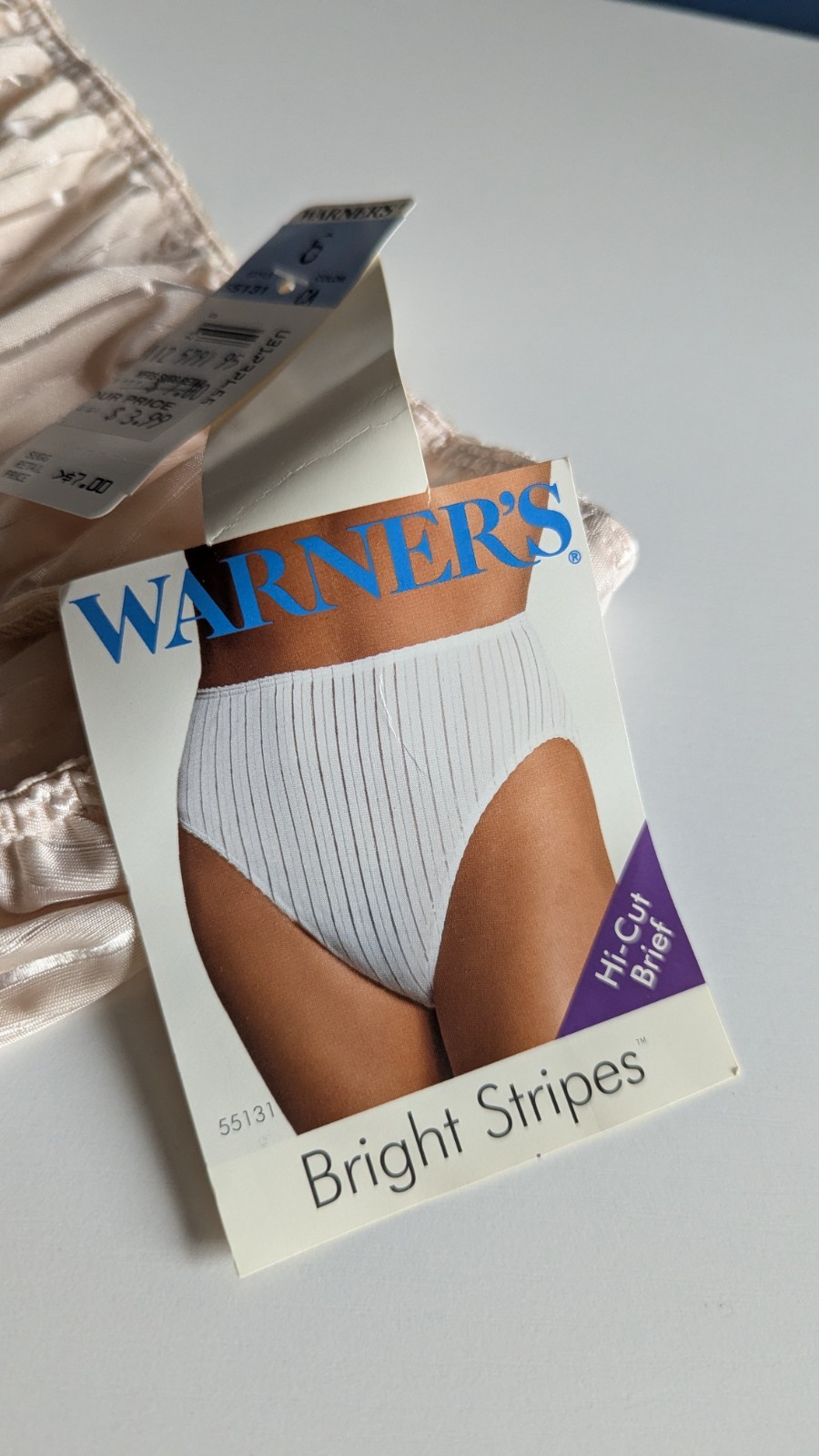 Vintage Warner’s Bright Stripes Beige High Cut Bikini Panties NWT Size 6/M 55131