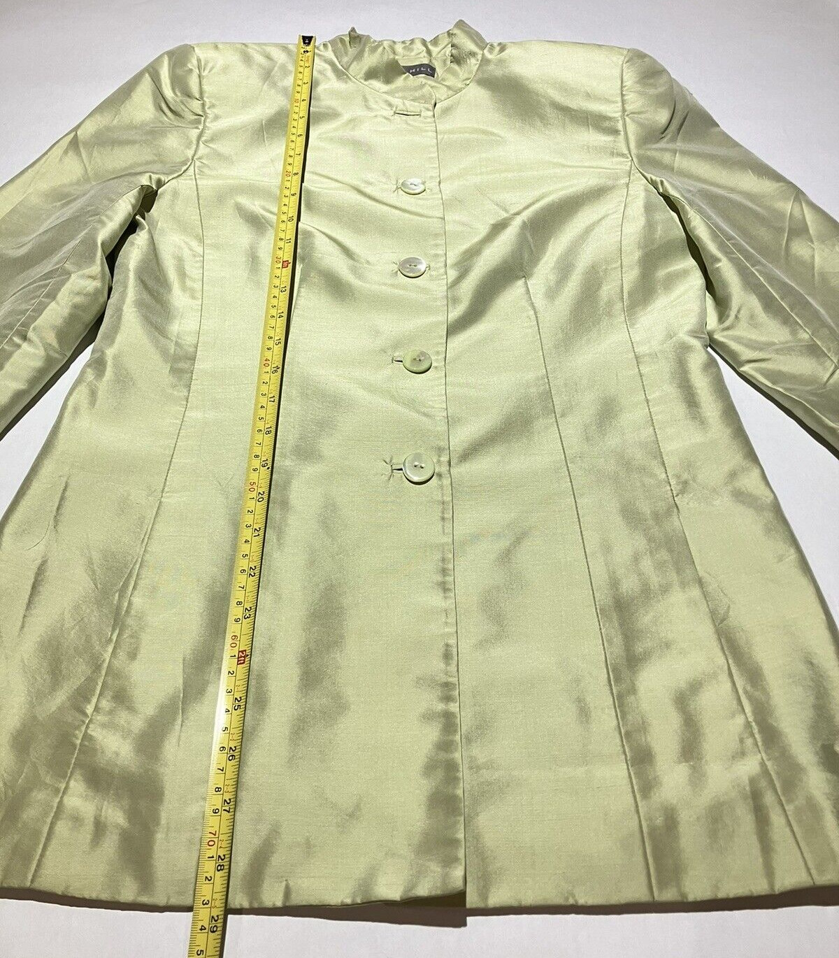 kate hill lime green shoulder pads two piece silk womens suit size 6top/4pants