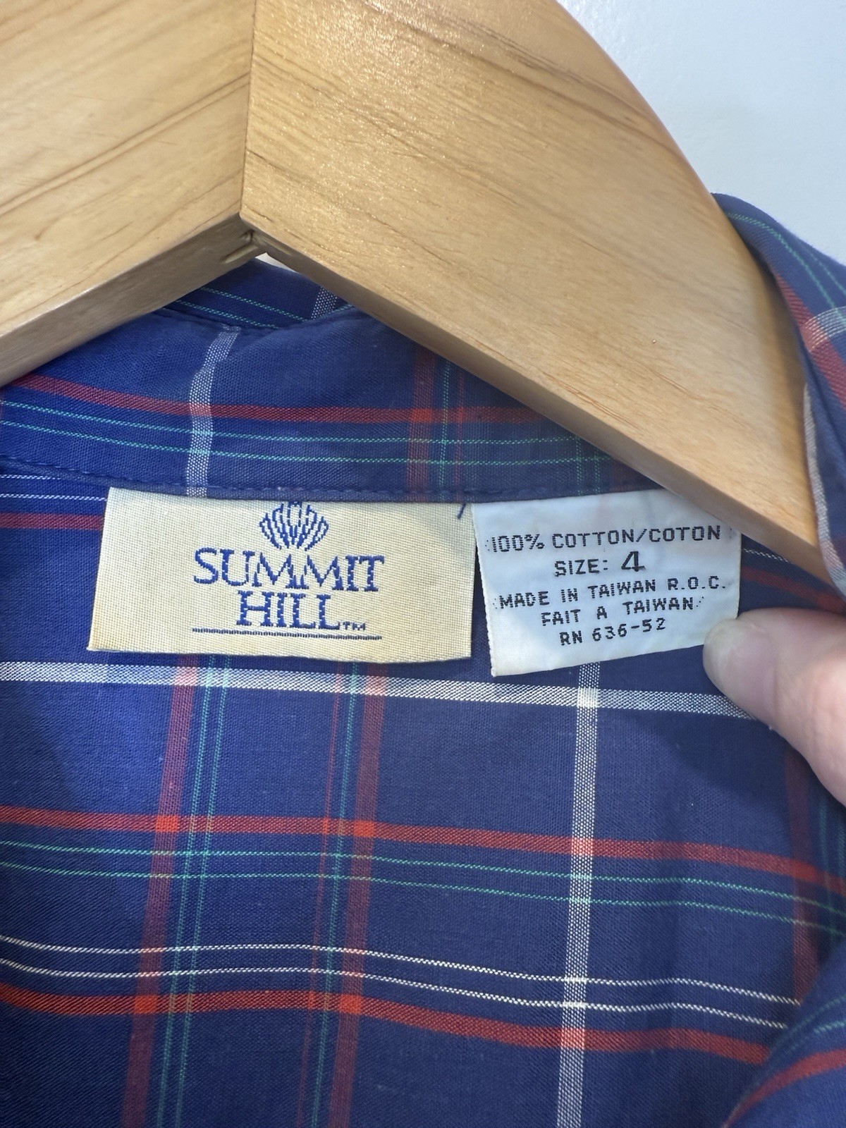 Vintage Plaid Shirt Dress Blue Red Cotton Long Sleeve A-Line Size 4 Summit Hill