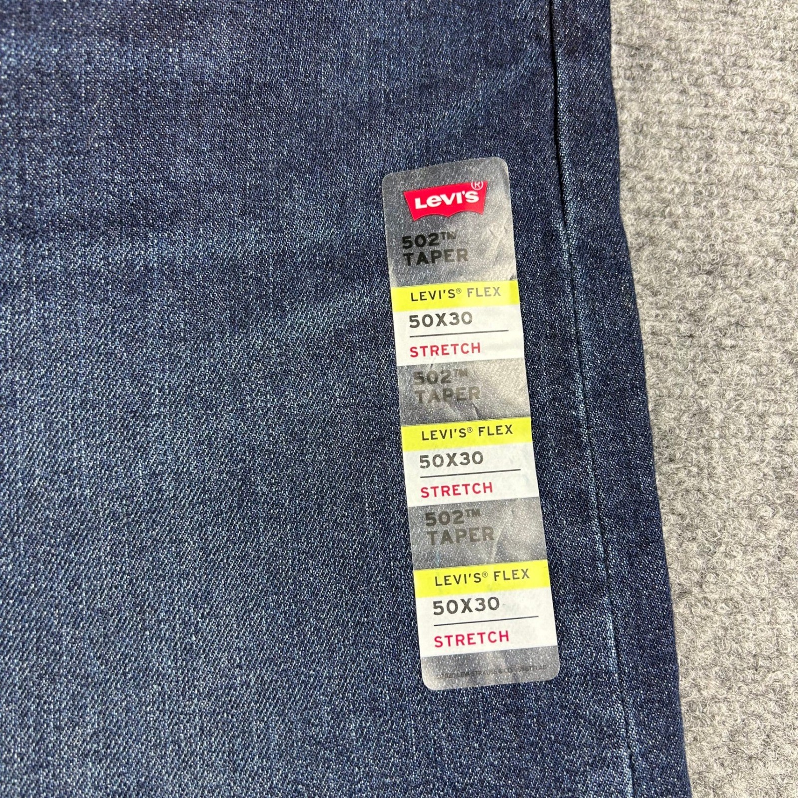 Levi’s 502 Taper Jeans Men 50×30 Blue Dark Wash Flex Stretch Denim New