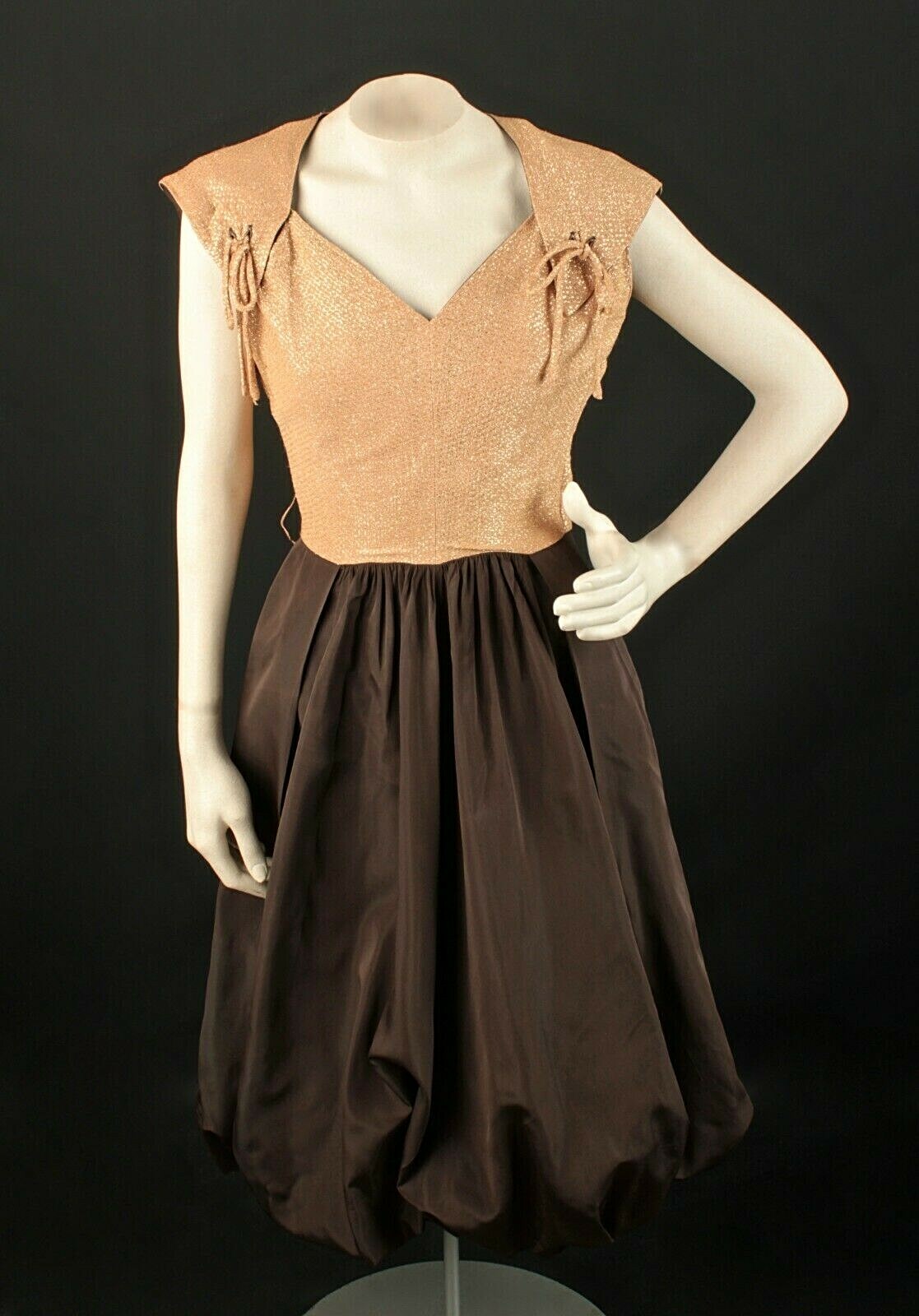 VTG Women’s 50s 60s Gold Lurex Sparkly Cocktail Dress Sz XS 1950s 1960s Carlye