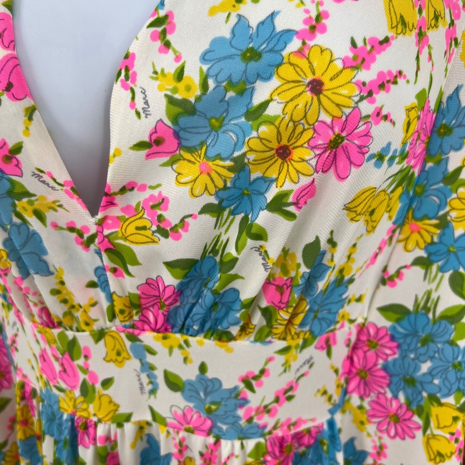 Vintage 70s Miss Elaine Floral Kaftan Dress One Size Mod MCM 60s Go-Go Bewitched