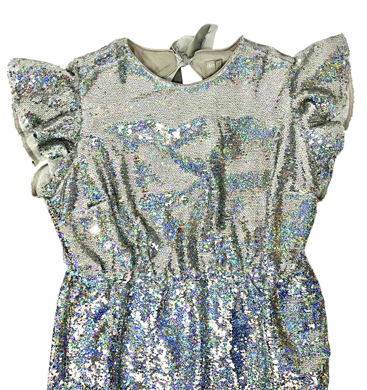 ASOS SIZE 16 SEQUIN Embellished PARTY DRESS DISCO COCKTAIL RAVE CLUB DIVA DANCER