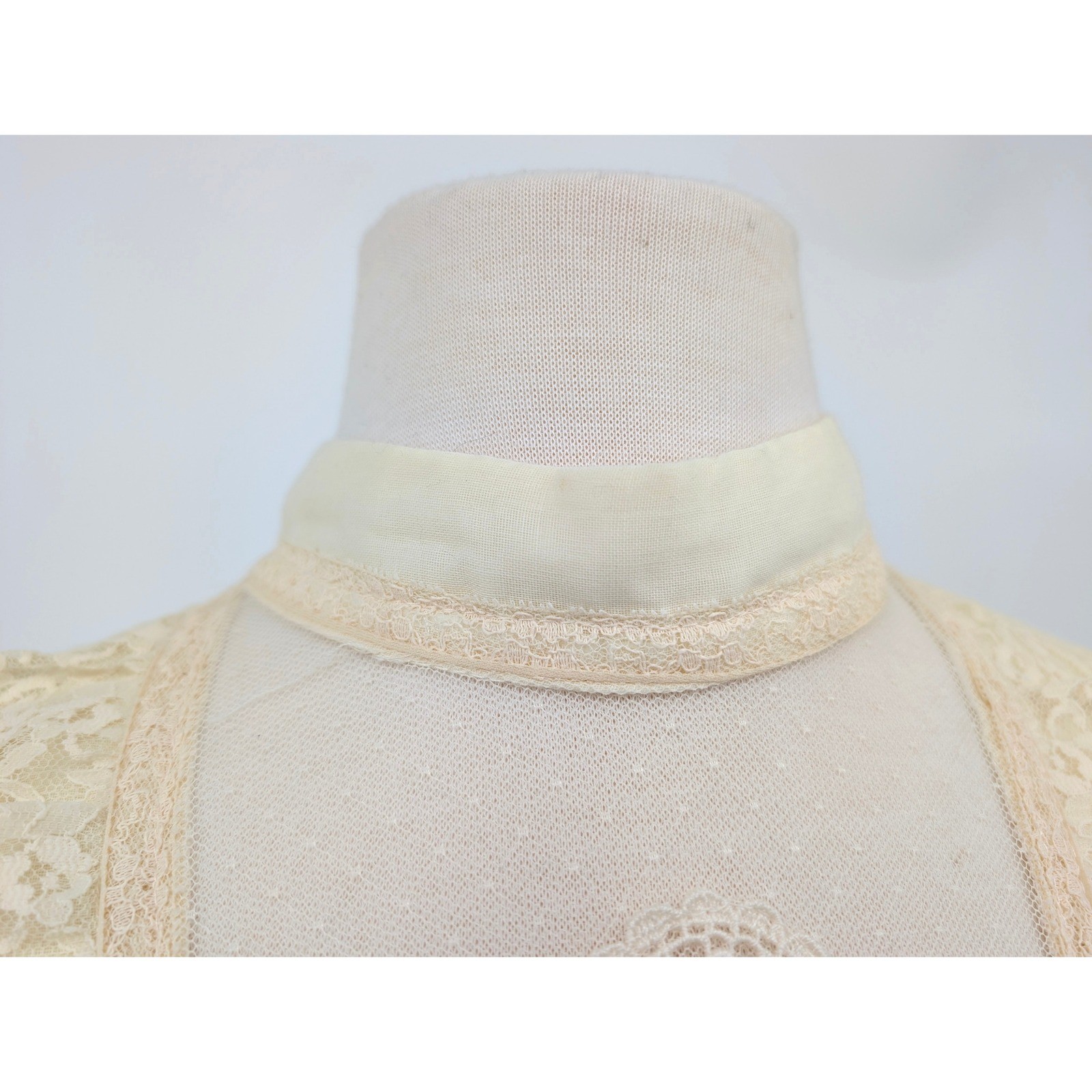 Vintage Gunne Sax by Jessica Ivory Lace Prairie Maxi Dress Romantic Boho Sz 13