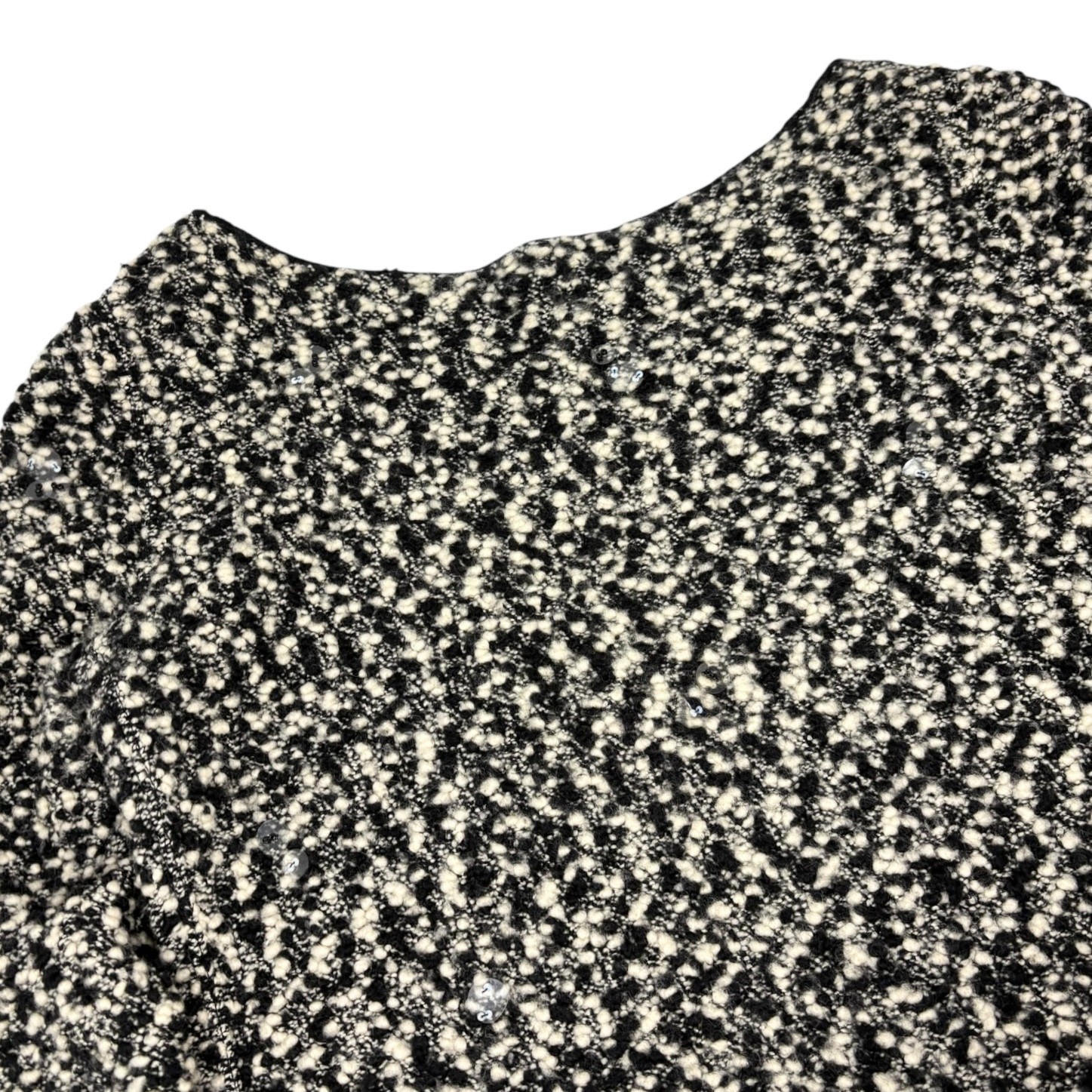 CHANEL Vintage 94A CC Logo Button Sequins Knit Sweater Dress #38 Black Wool