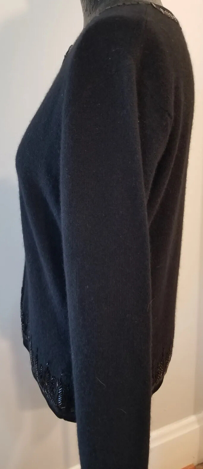 HAROLDS VINTAGE INSPIRED BLACK BEADED SWEATER ANGORA LAMBSWOOL BLEND B=37