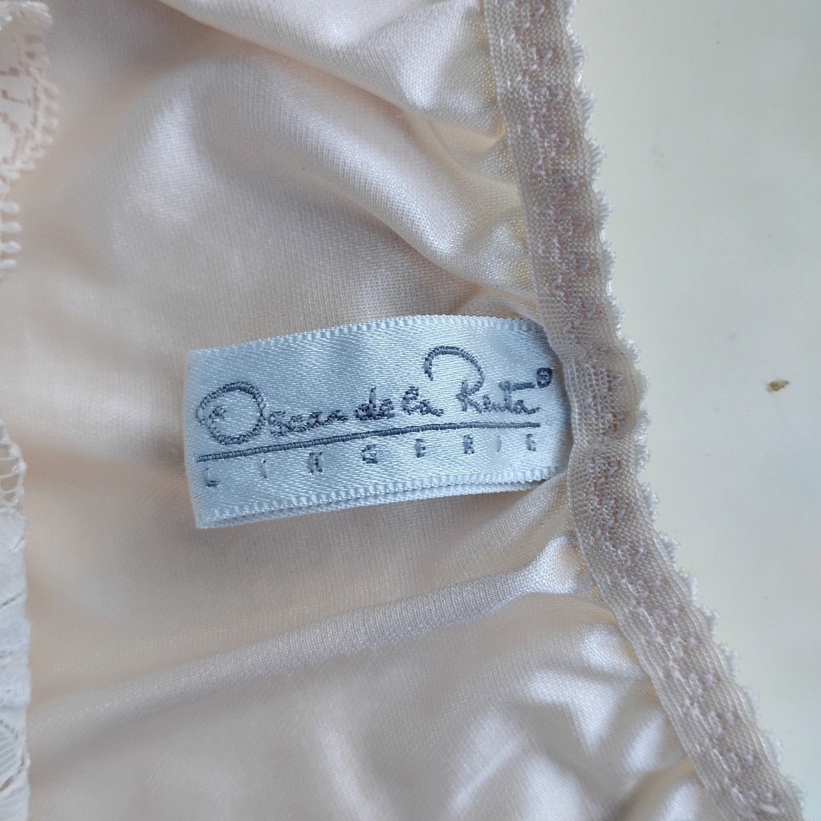 Vtg 80s ILGWU Label Sz-L Oscar de le Renta Nylon Satin & Lace Bikini Panties