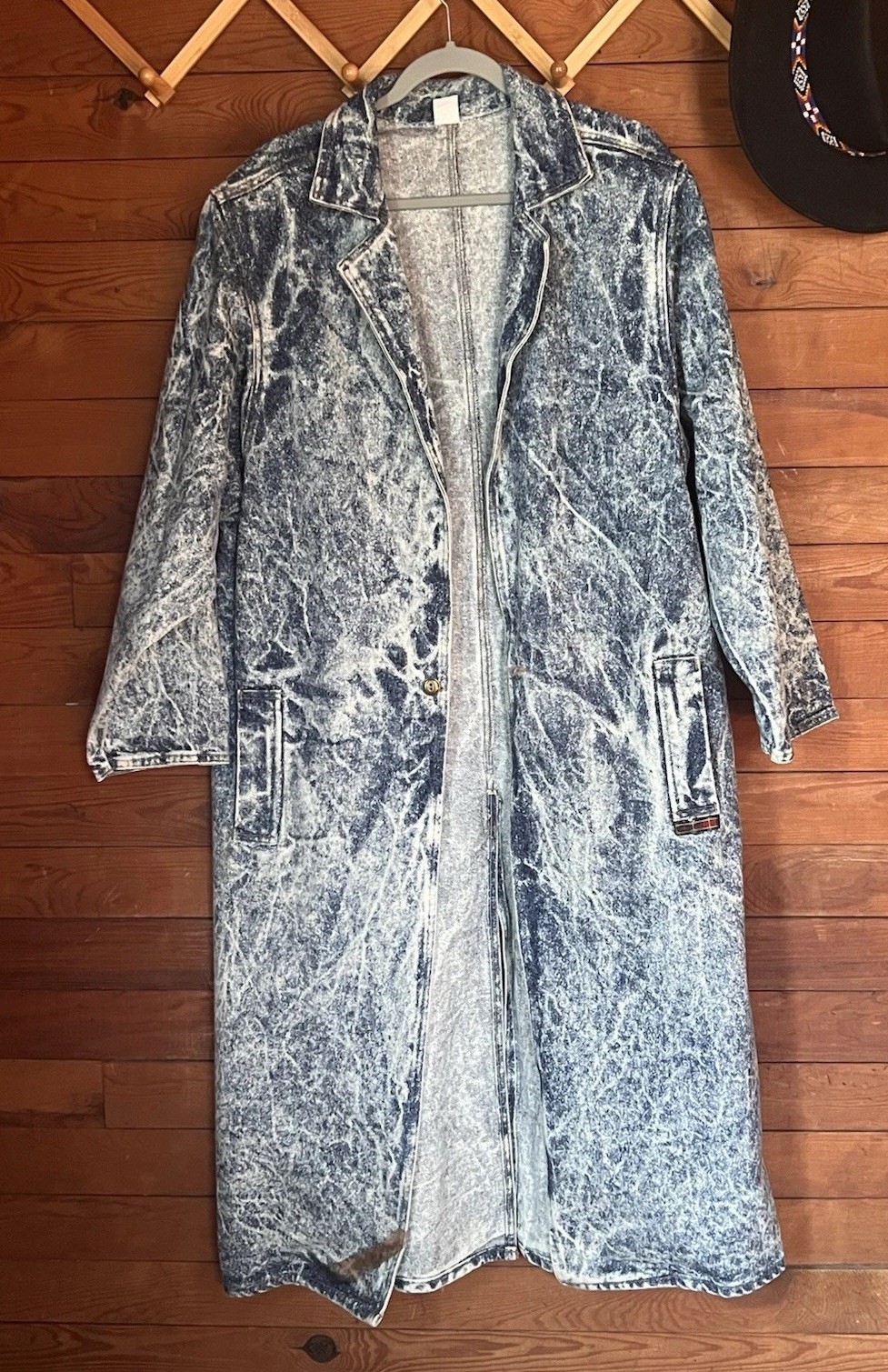 1980s Iced Washed Denim Trench AMAZING Size Large – EUC