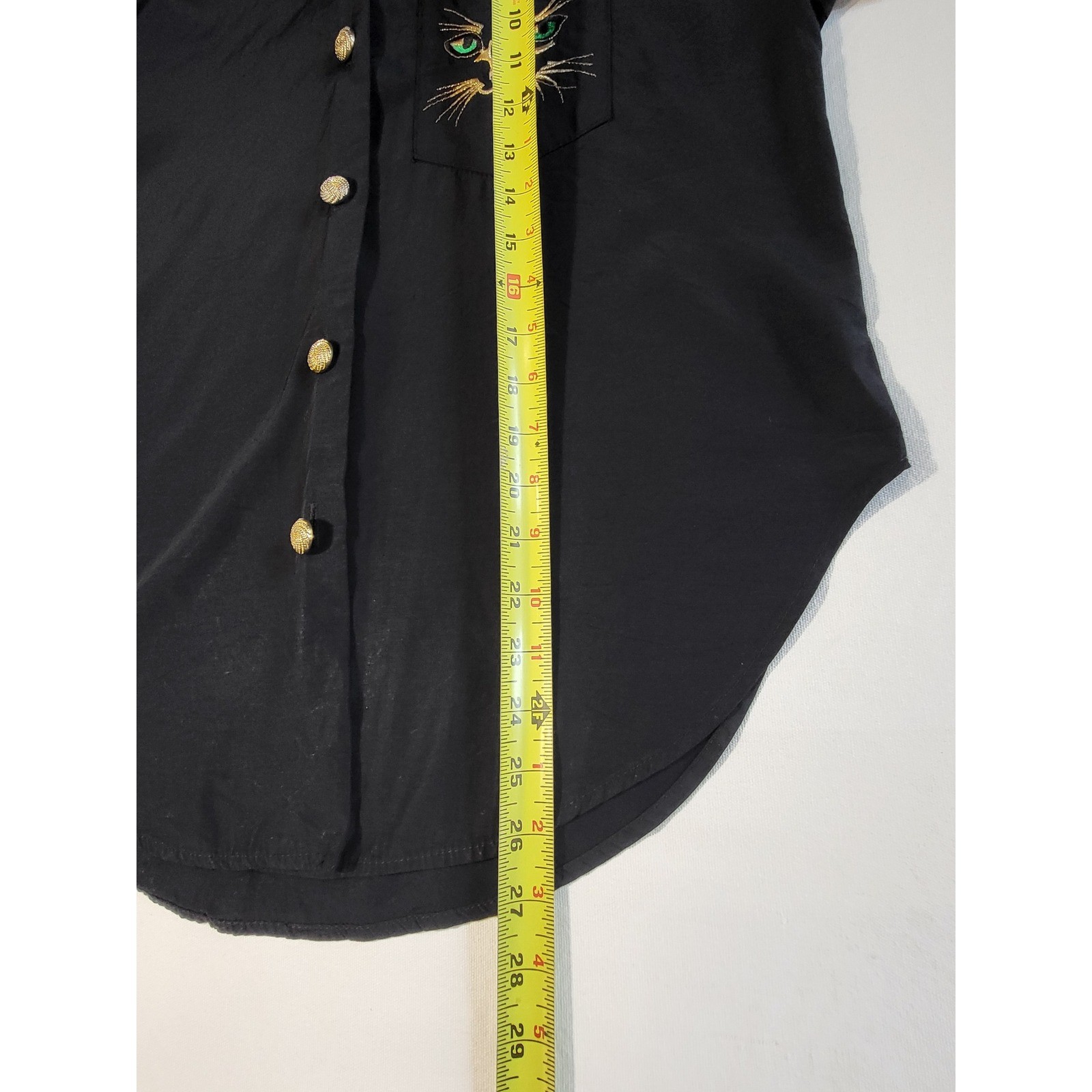 Vintage R&M Richards by Karen Kwong Cat Eyes Embroidered Blouse Size 10P