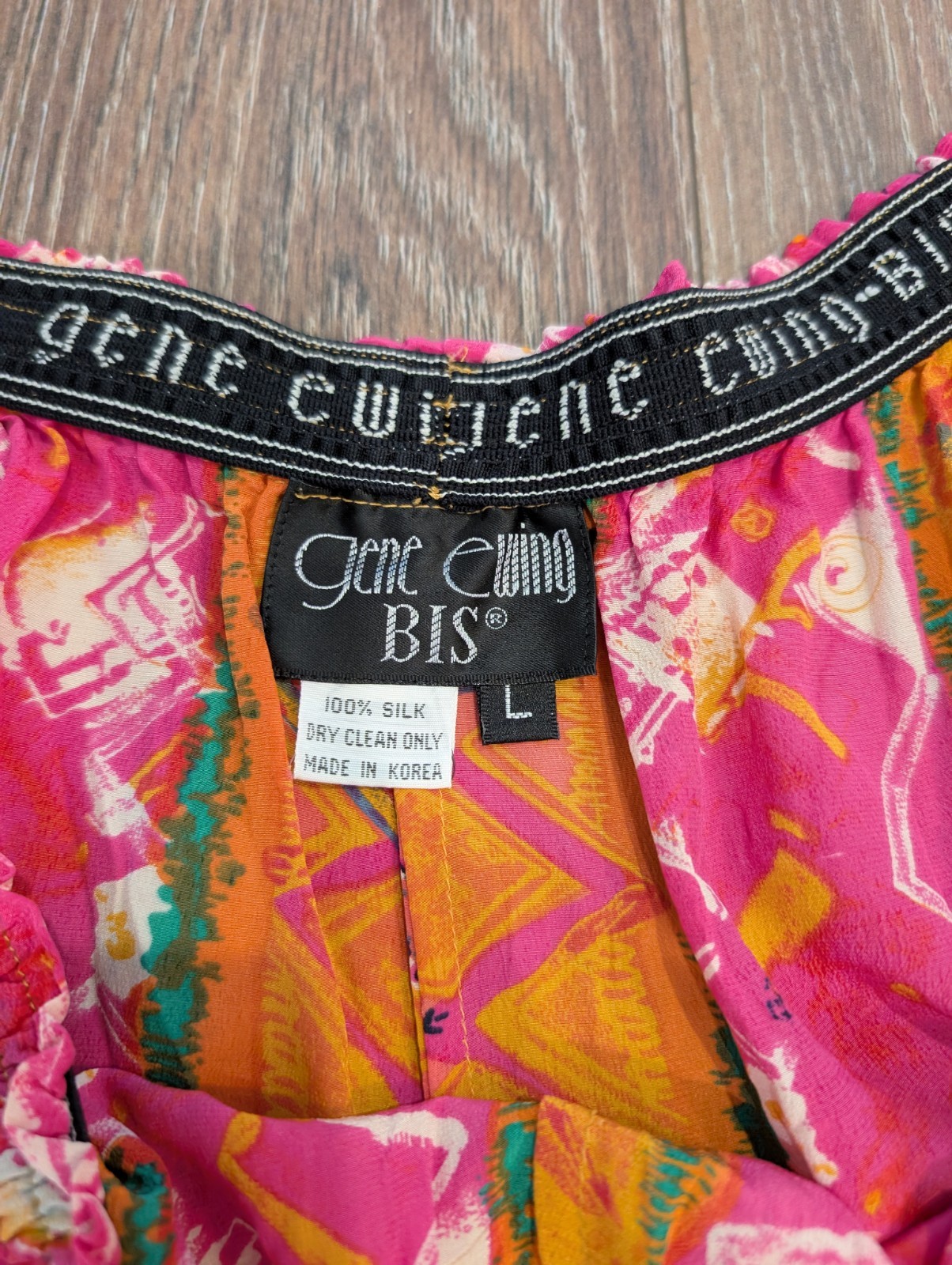 Vintage Gene Ewing BIS Silk Wide Leg Culottes L/XL Boho Maximalist Art 1980s