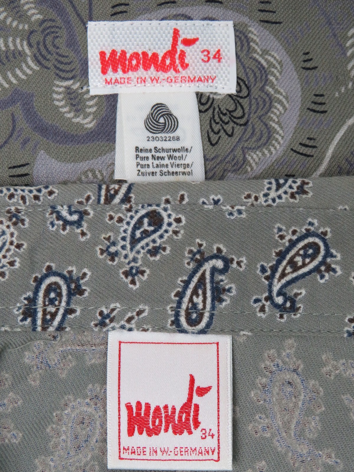 VTG 1980s MONDI SIZE 34 PAISLEY GRAY SKIRT & BLOUSE SET COTTON MODAL BLEND