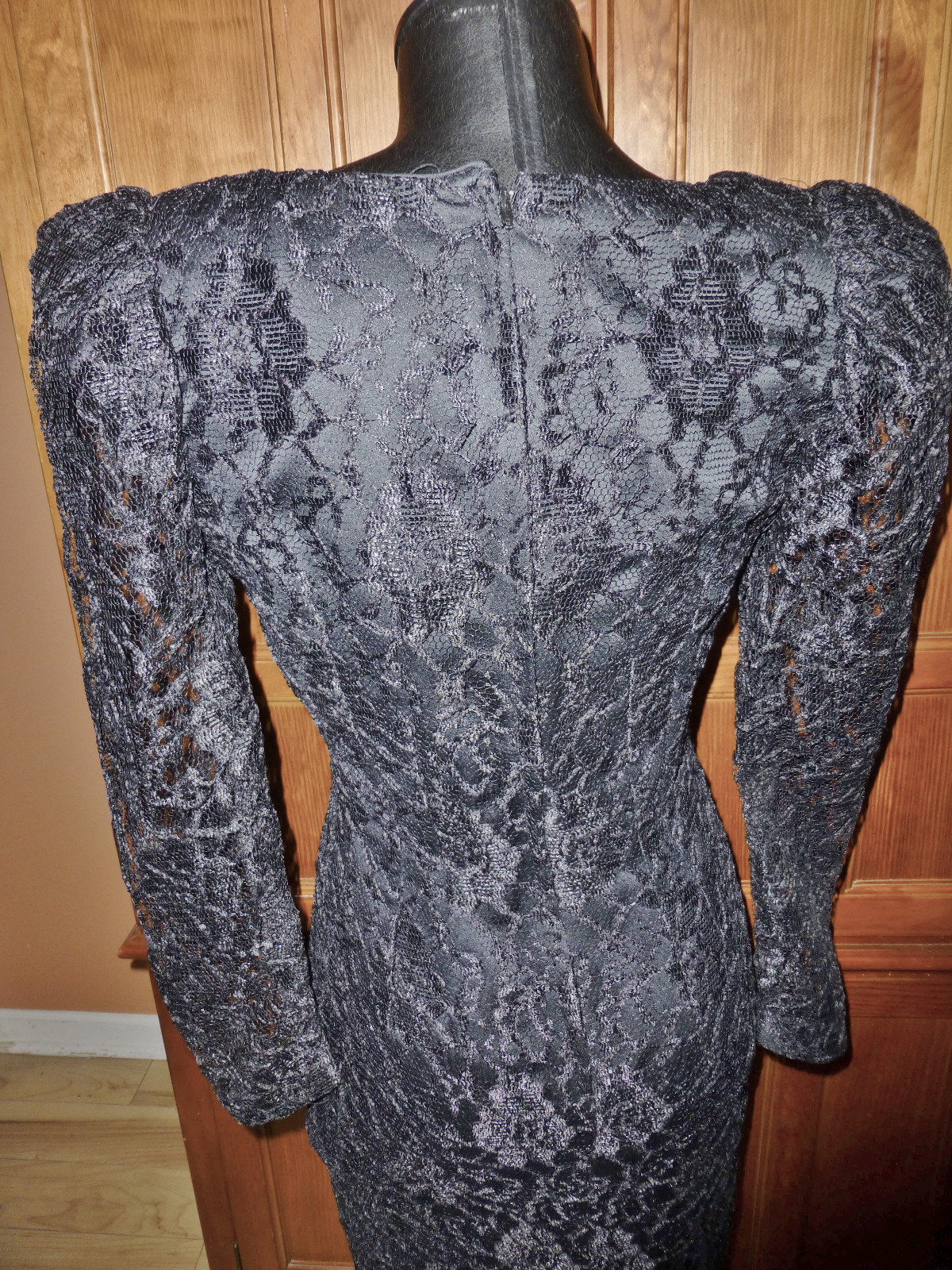 Vtg 80s SHEER Black LACE Illusion Cocktail Retro Goth Party Sheath DRESS sz 6 S