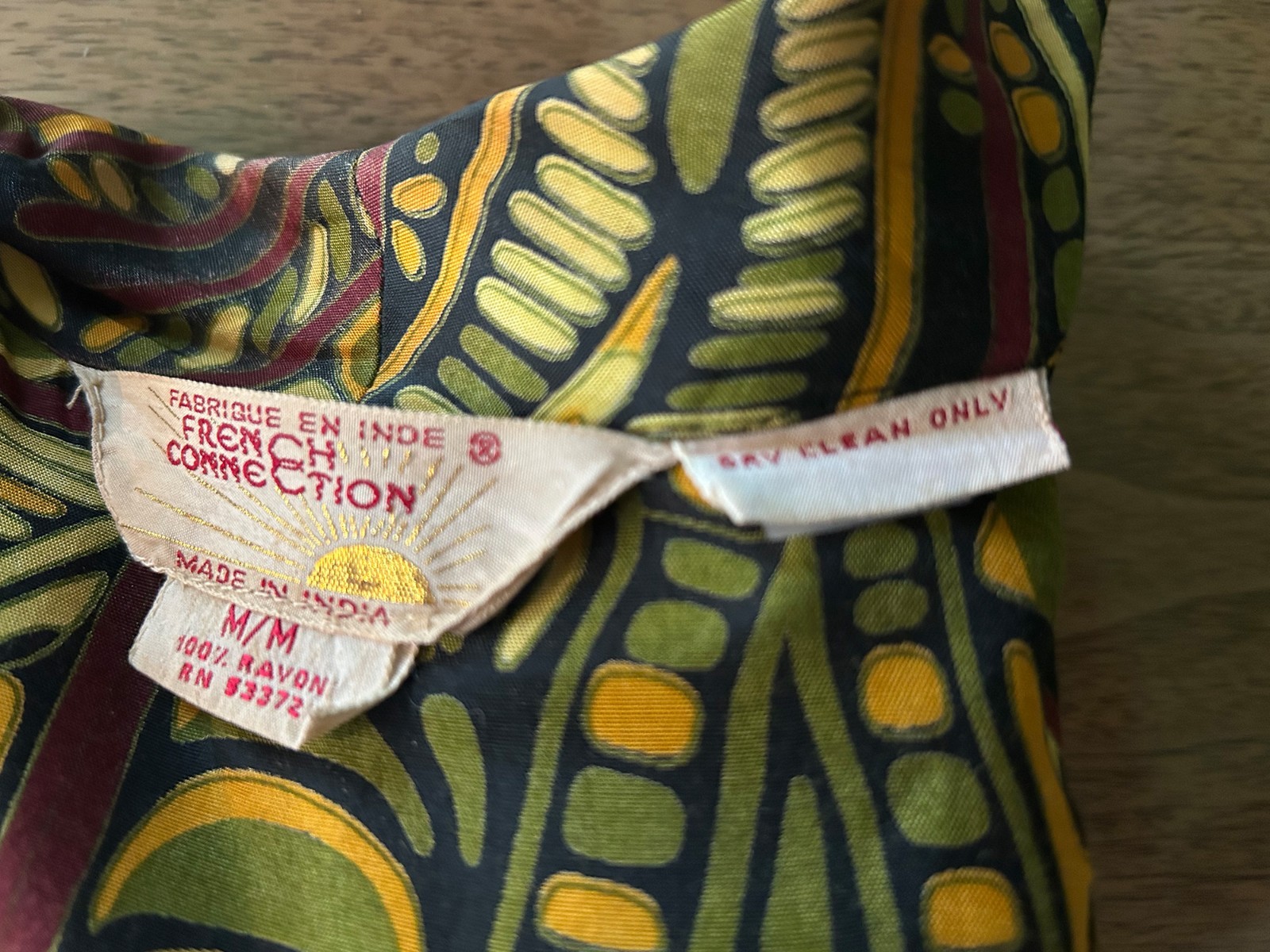Vintage FRENCH CONNECTION Rayon Blazer M Made in India Abstract Art Print Boho