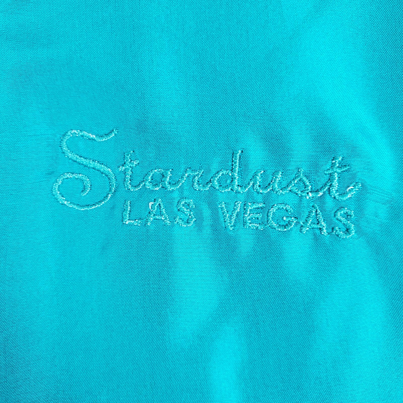 NWT LAVON Jacket Size Sm Blue 90s Las Vegas Stardust 100% Silk Mock Neck Parka