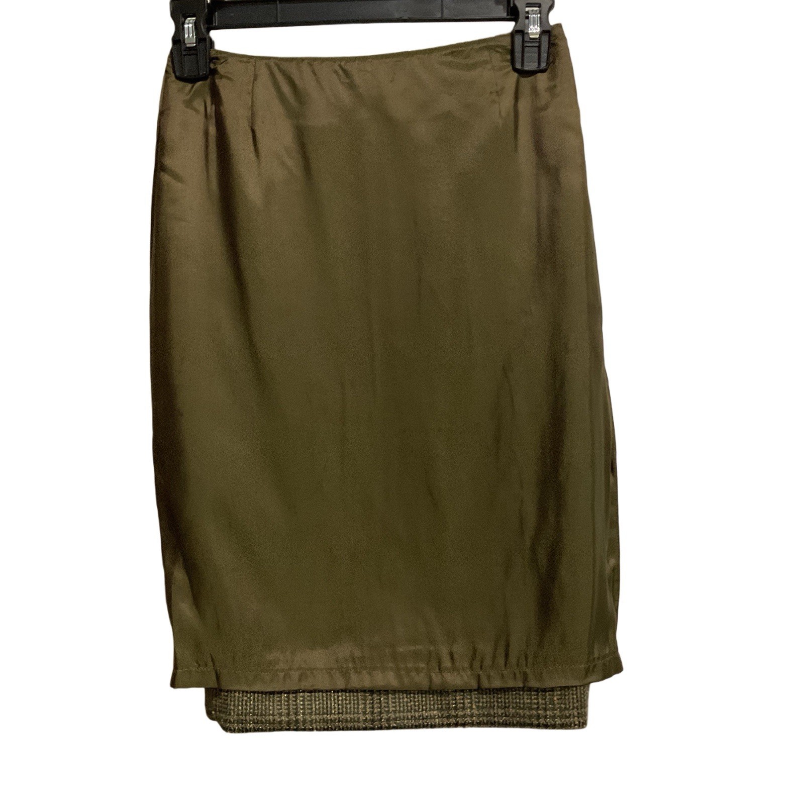 Escada Vintage Plaid Wool Silk Skirt size 34 US 4-6 Green