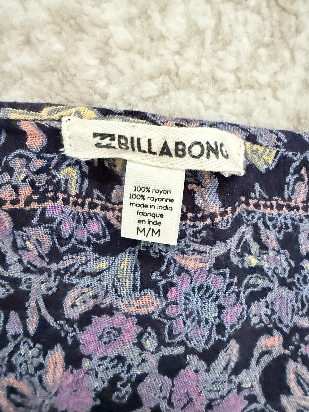Billabong Women’s Vintage Y2K Boho Floral Whimsical Gypsy Tunic Surfer Dress M