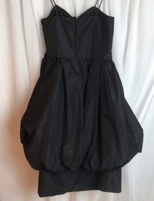 Vintage Sweetheart Neck Bubble Hem Party Dress Black Sz 5/6 Bow Ruched Bodice