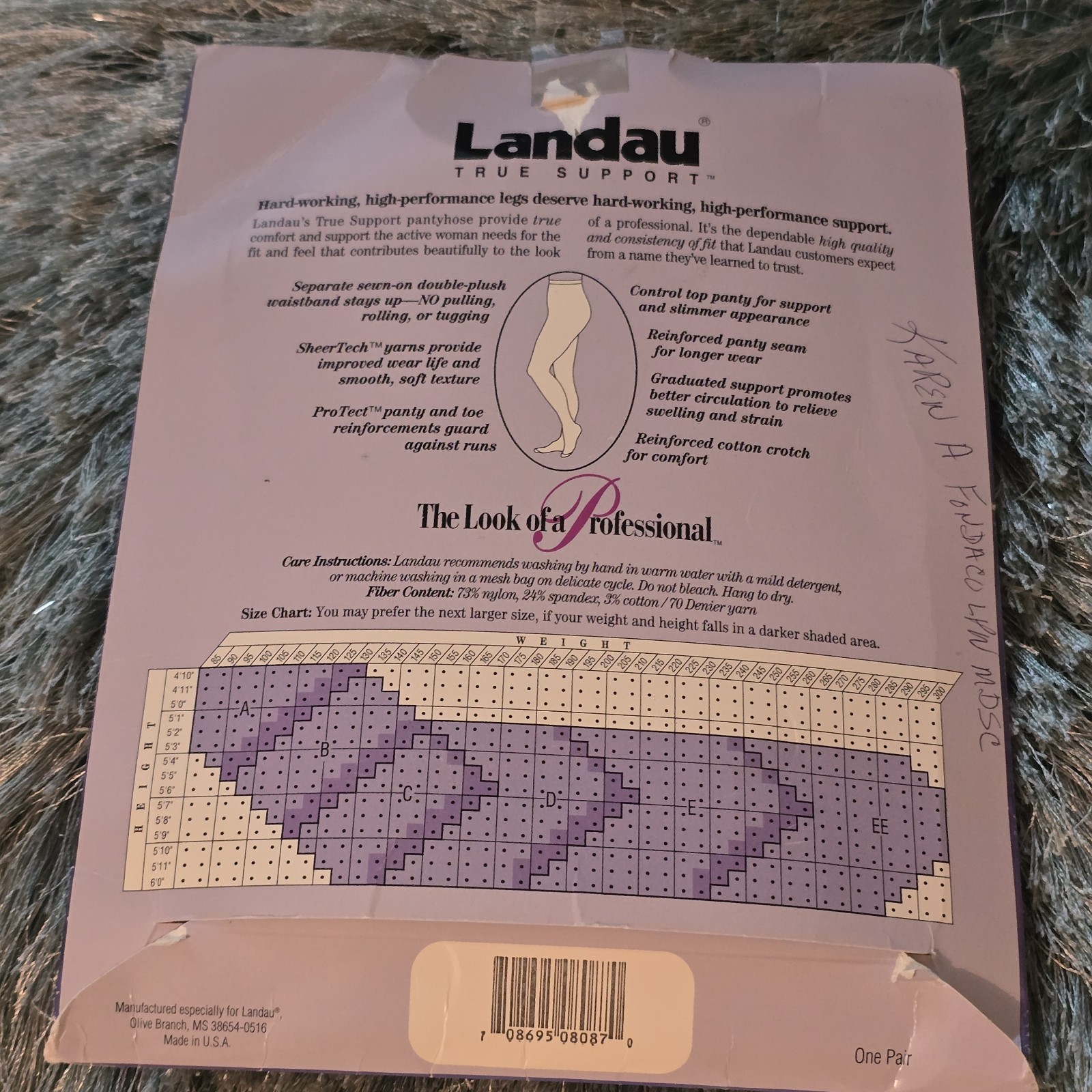 Vtg Landau True Support Pantyhose Medical Nursing White Nylons Control Top ~Prop