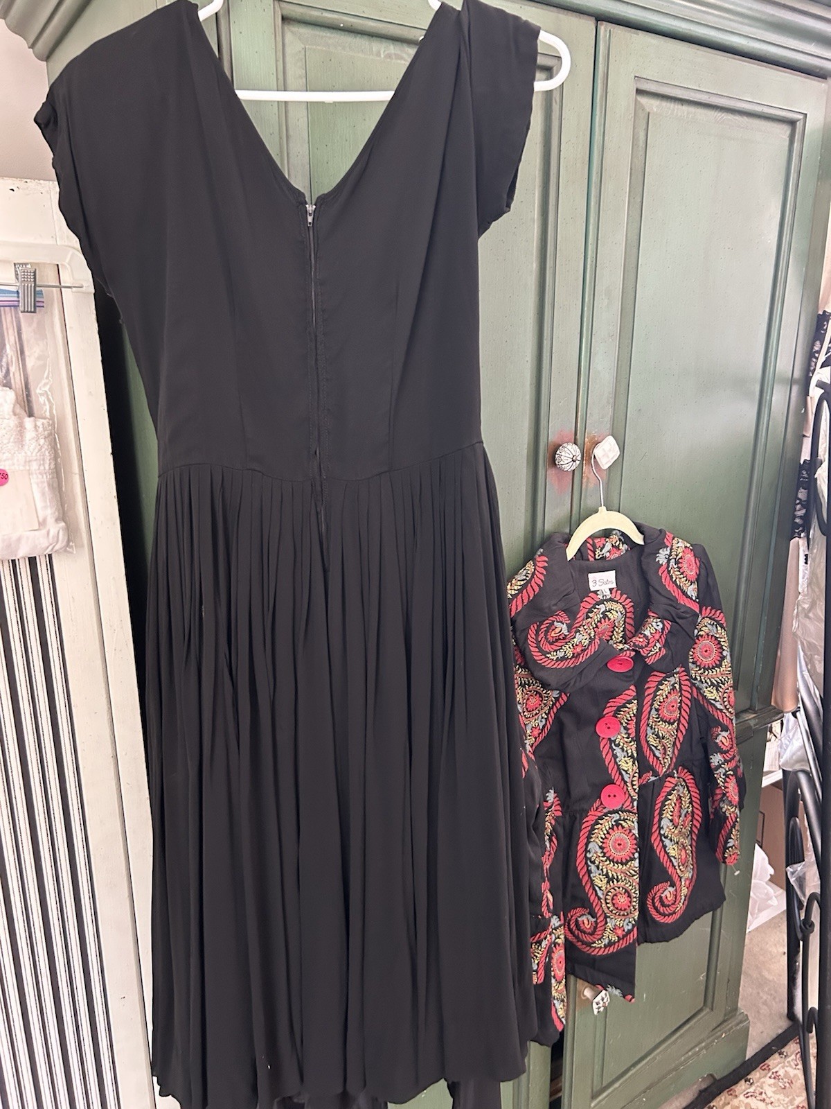 Vintage 1940s Black Cocktail Dress-New Zipper