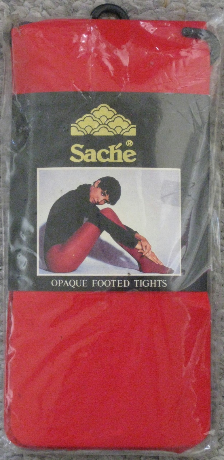 VINTAGE SACHE OPAQUE FOOTED TIGHTS BRIGHT RED ONE SIZE FITS 90-150 LBS BRAND NEW
