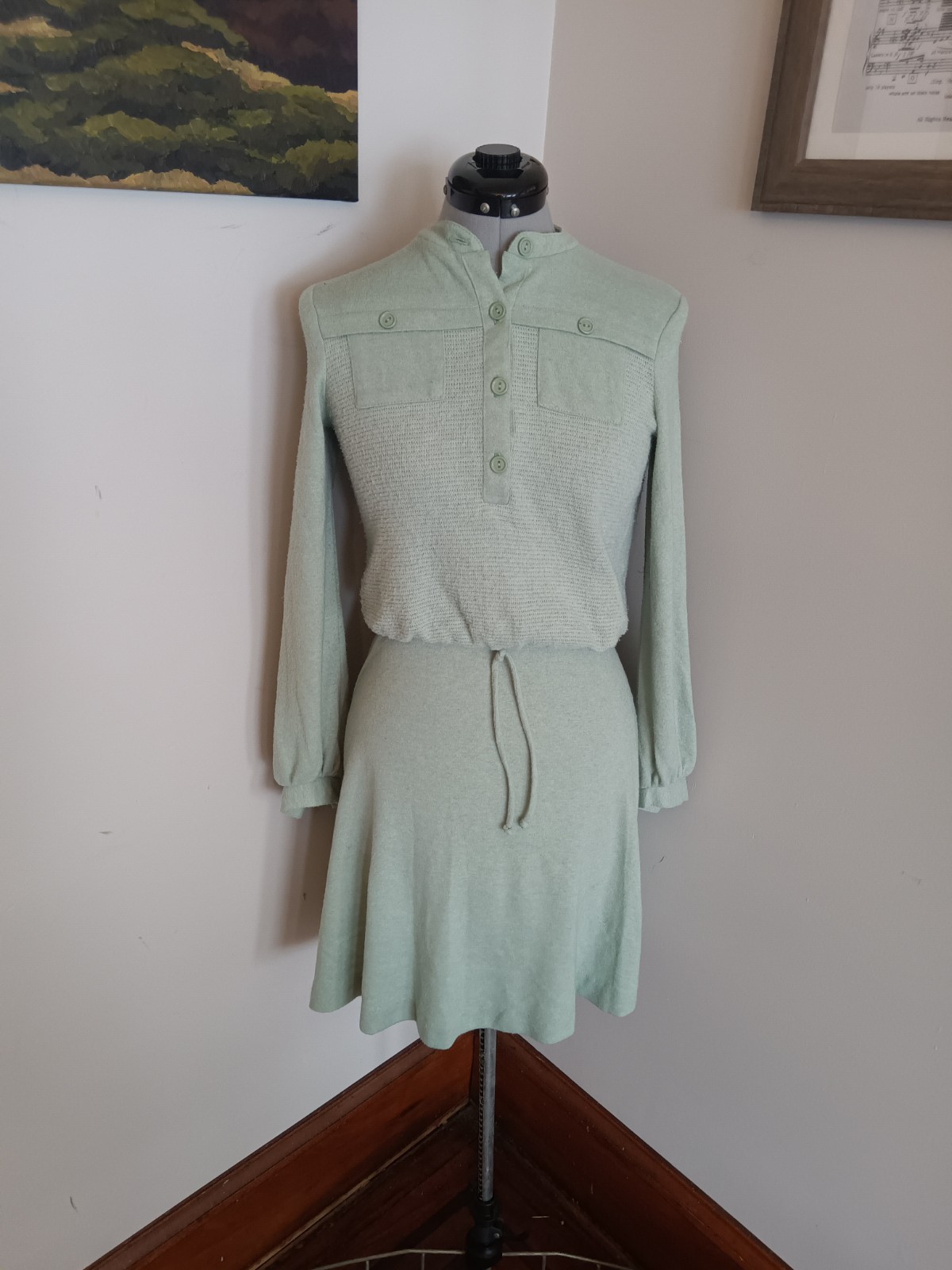 70s vintage Skater Skirt + Sweater Crop Top, Montgonery Ward MCM Sz Xs Athletic