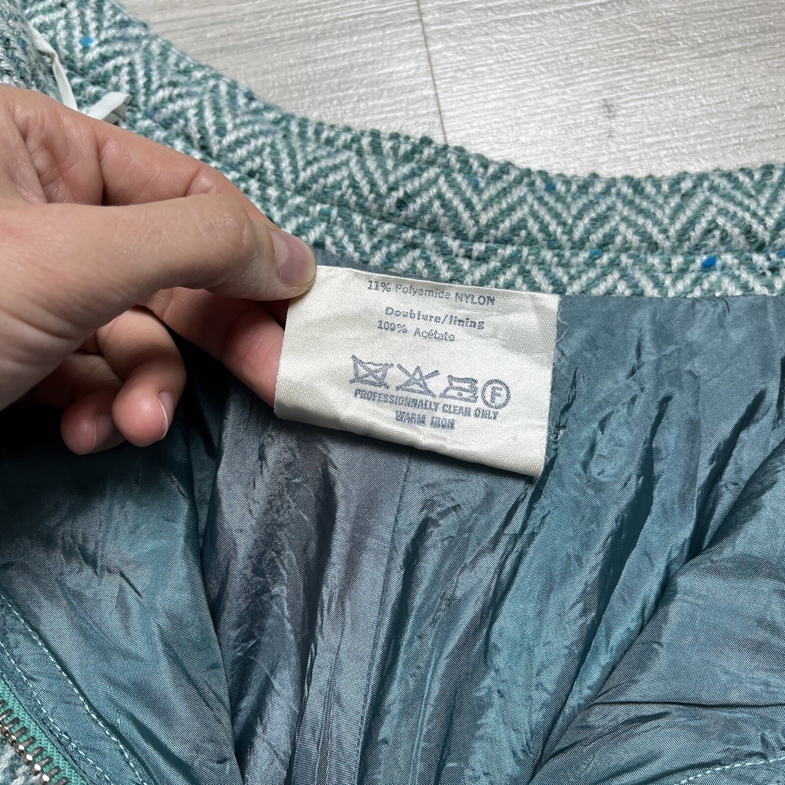 Vintage 1970’s COURREGES Paris Green Wool A Line Skirt