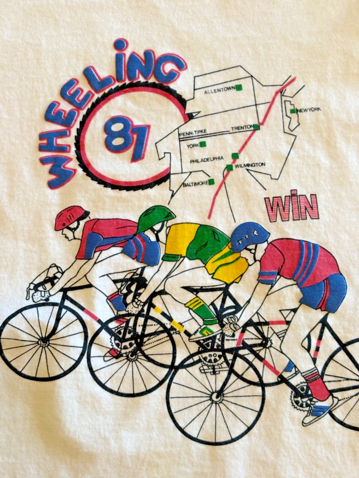 Vintage 80s Diane Von Furstenberg Cotton T-shirt Wheeling 81′ Bicycle