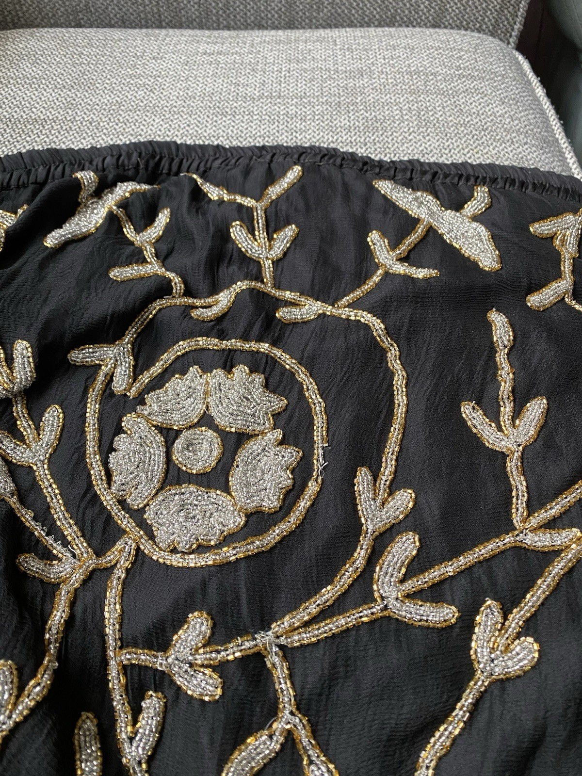 Vtg Carina Women’s Lot Of 2 Silk Beaded Two Piece Outfit Top Skirt Black Sz 3XL