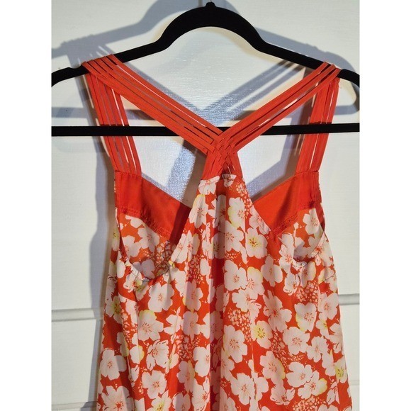LC Lauren Conrad Orange Floral Strappy Racerback Camisole Blouse XS