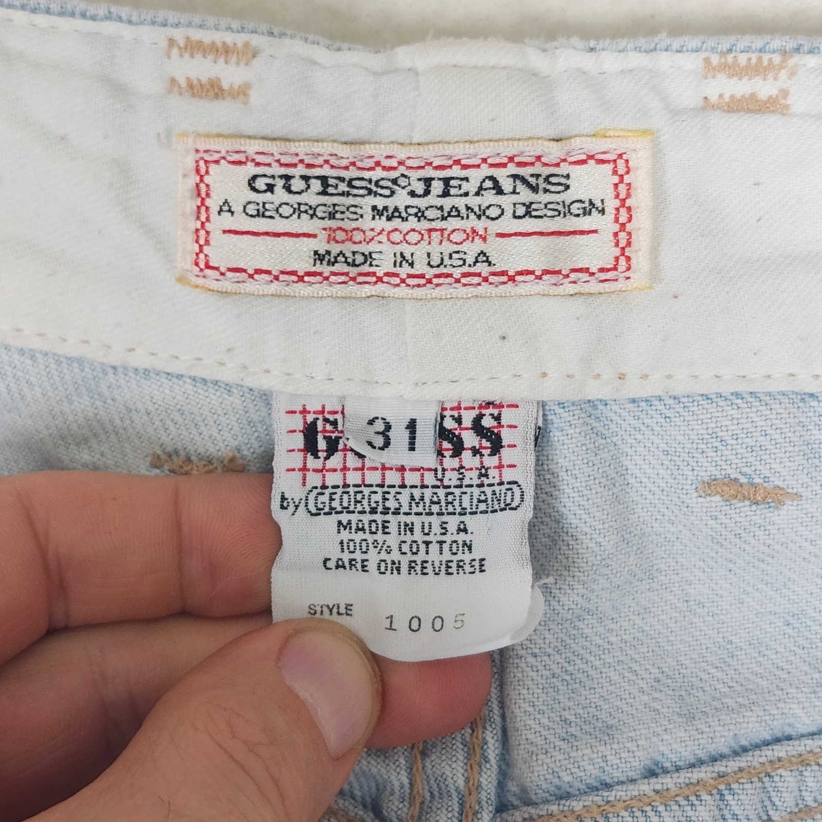 Vintage Guess Jeans George Marciano High Rise Button-Fly Tapered 31×31 USA 90s