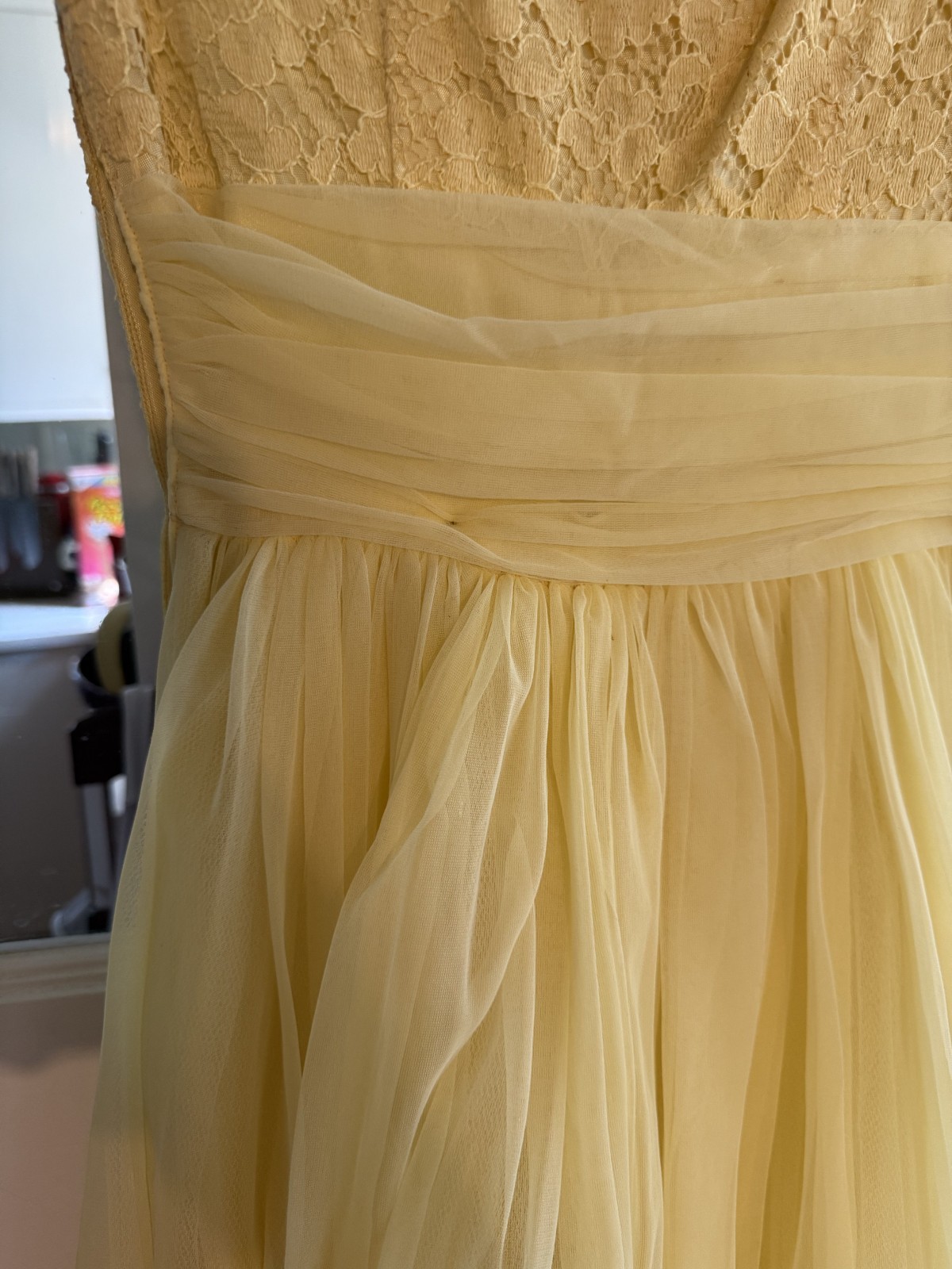 Vintage Tea Length 1958 Formal Prom Dress in Yellow XS