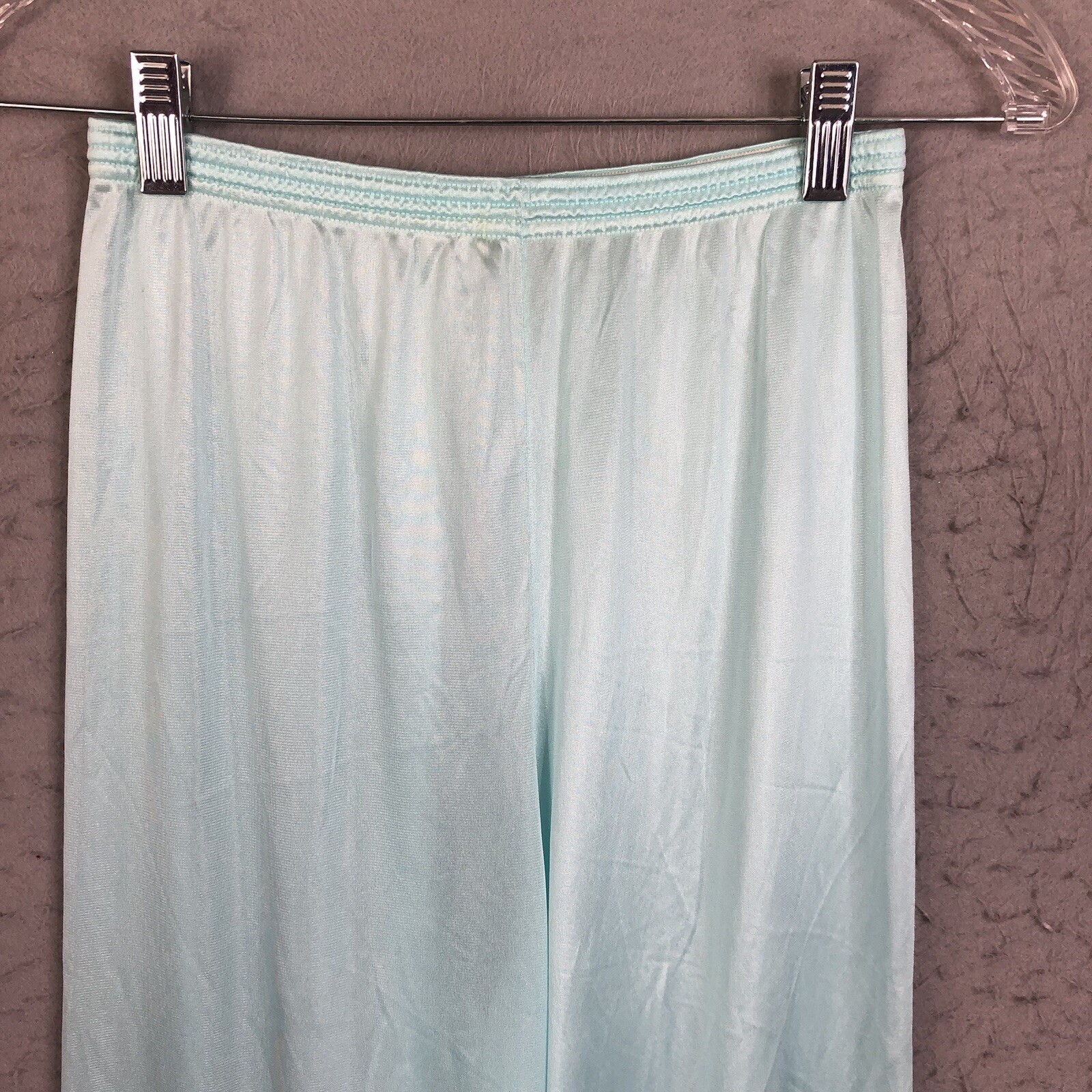 Vintage Coquette Pajamas Womens SMall Blue Nylon Silky Feminine Lace Trim Retro