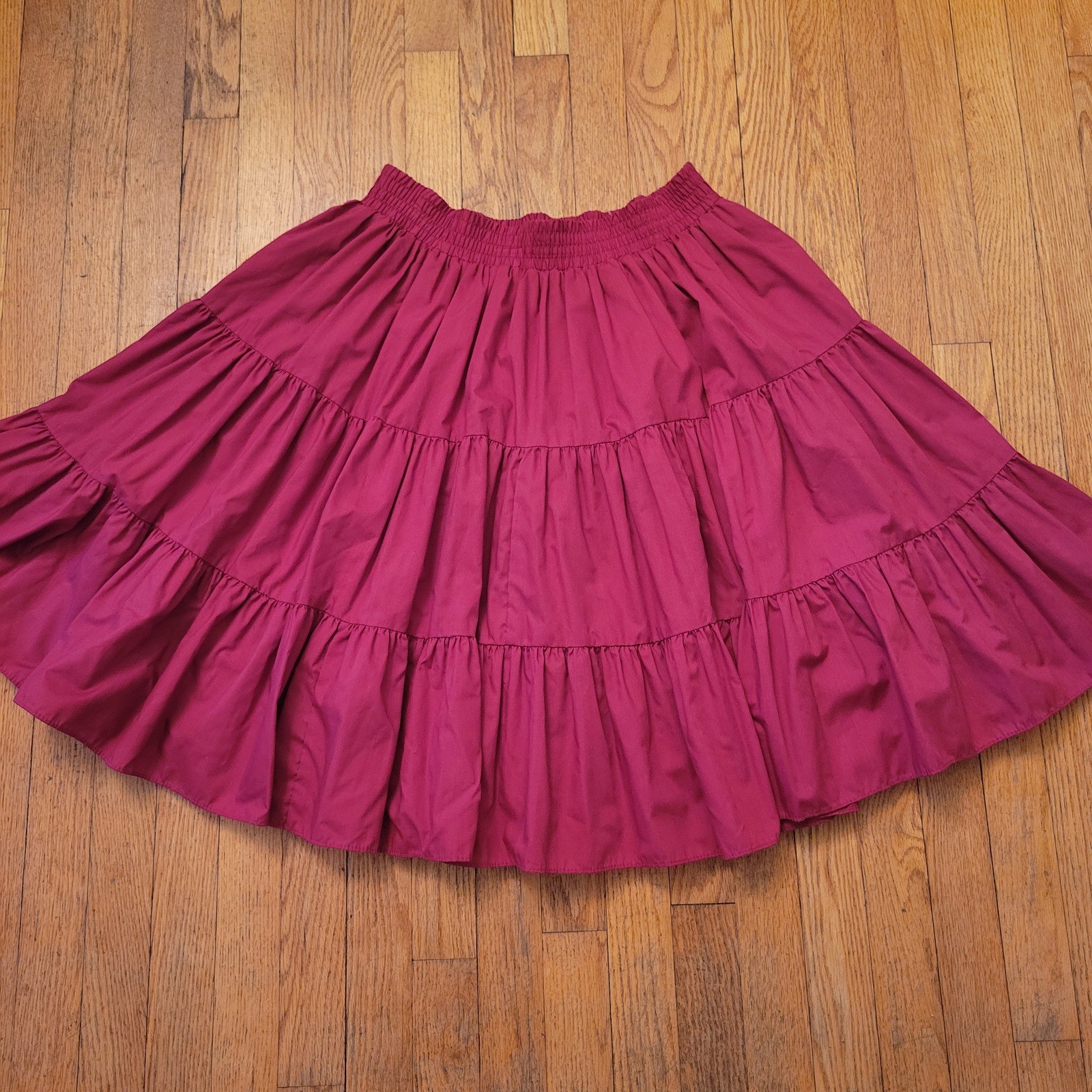 Square Up M Skirt Red Tiered Full Circle Vintage Prairie Dance Western Cowgirl