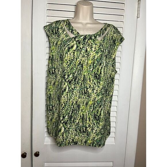 Vintage oversized Kasper sleeveless knit blouse keyhole neckline feminine XL